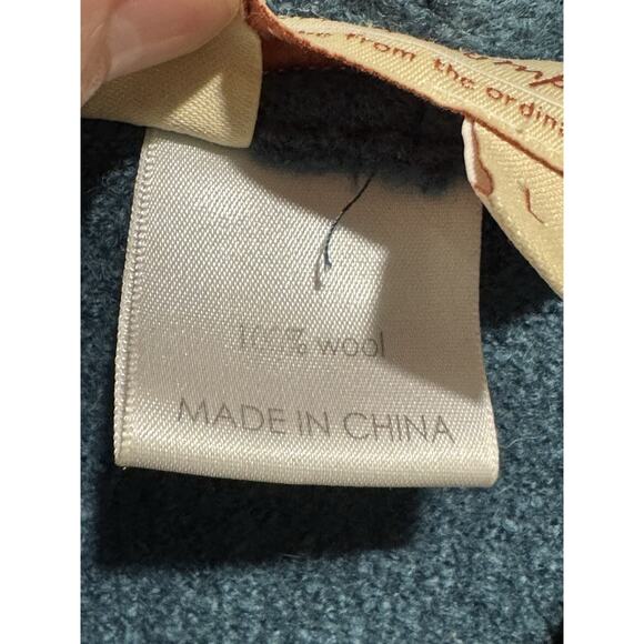 Norm Thompson Sweater Sz Large Teal Blue Green Boiled Wool Cardigan Snap Closure - Picture 3 of 6